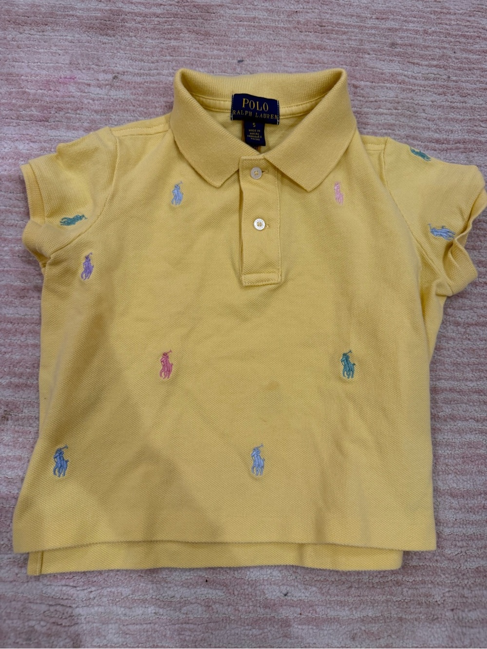 Polo by Ralph Lauren Yellow Kids Polo with Multicolor Pony Embroidery